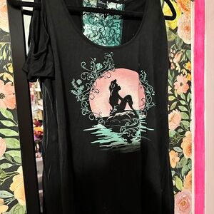 Disney Little Mermaid Cold Shoulder Top Lace Inset